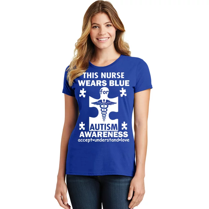 This Nurse Wears Blue For Autism Awareness Women's T-Shirt