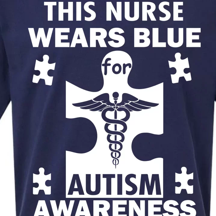 This Nurse Wears Blue For Autism Awareness Sueded Cloud Jersey T-Shirt