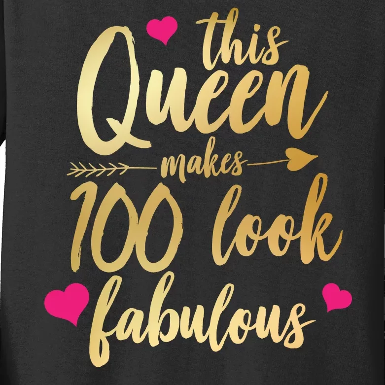 This Queen Makes 100 Look Fabulous Kids Long Sleeve Shirt