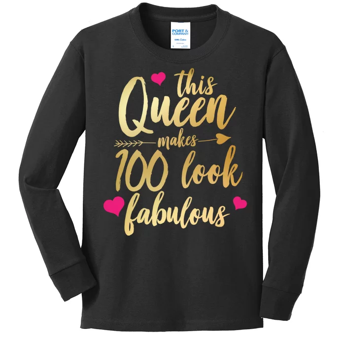 This Queen Makes 100 Look Fabulous Kids Long Sleeve Shirt