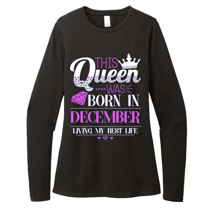 This Queen Was Born In December Living My Best Life Womens CVC Long Sleeve Shirt