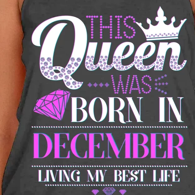 This Queen Was Born In December Living My Best Life Women's Knotted Racerback Tank