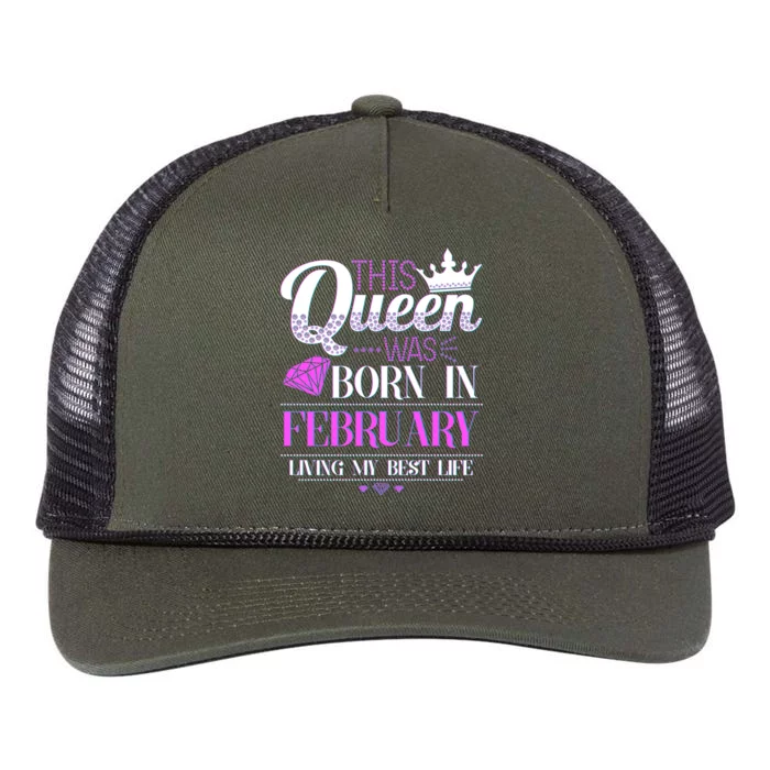 This Queen Was Born In February Living My Best Life Retro Rope Trucker Hat Cap