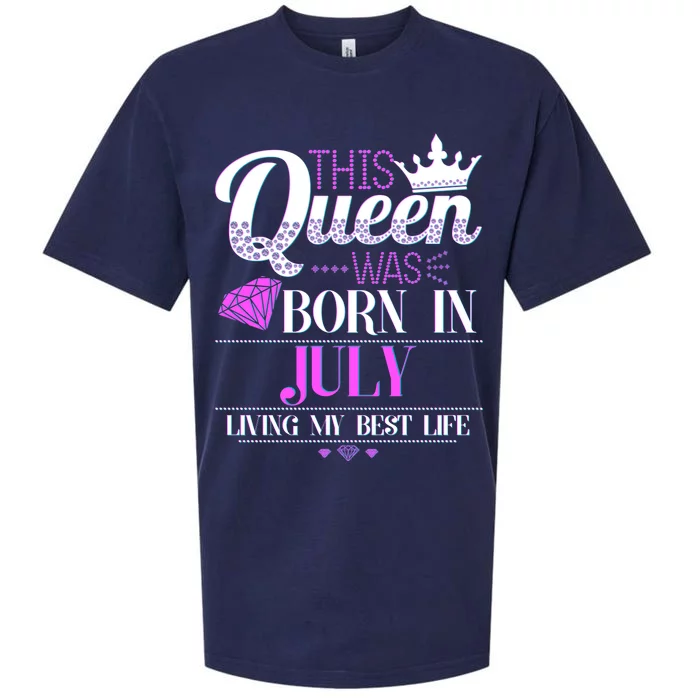 This Queen Was Born In July Living My Best Life Sueded Cloud Jersey T-Shirt