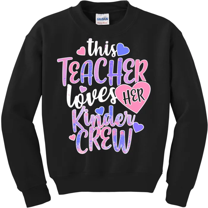 This Teacher Loves Her Kinder Crew Kids Sweatshirt