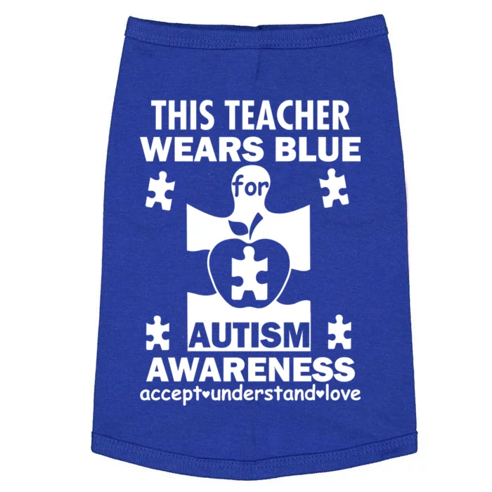 This Teacher Wears Blue Autism Awareness Doggie Tank