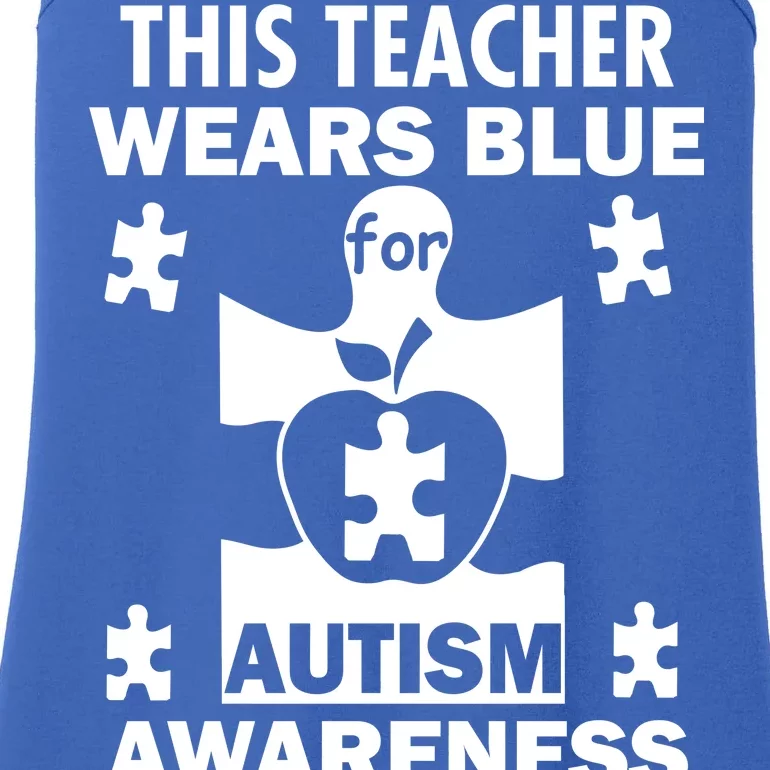 This Teacher Wears Blue Autism Awareness Ladies Essential Tank