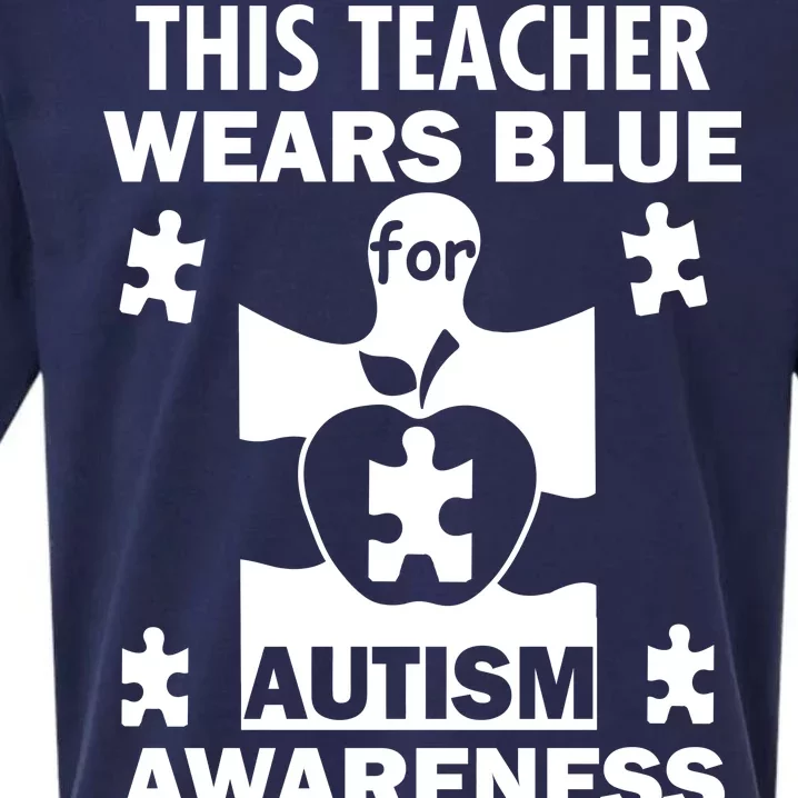 This Teacher Wears Blue Autism Awareness Sueded Cloud Jersey T-Shirt