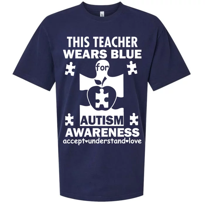 This Teacher Wears Blue Autism Awareness Sueded Cloud Jersey T-Shirt