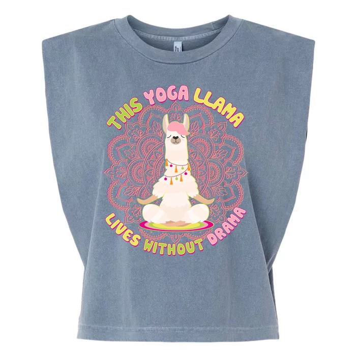 This Yoga Llama Lives Without Drama Garment-Dyed Women's Muscle Tee