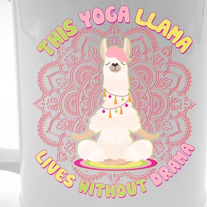 This Yoga Llama Lives Without Drama Front & Back Beer Stein