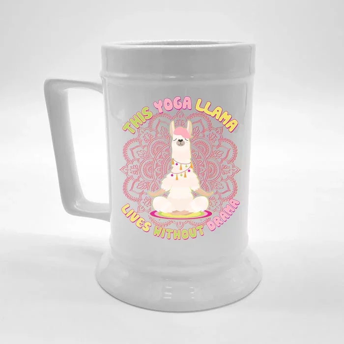 This Yoga Llama Lives Without Drama Front & Back Beer Stein