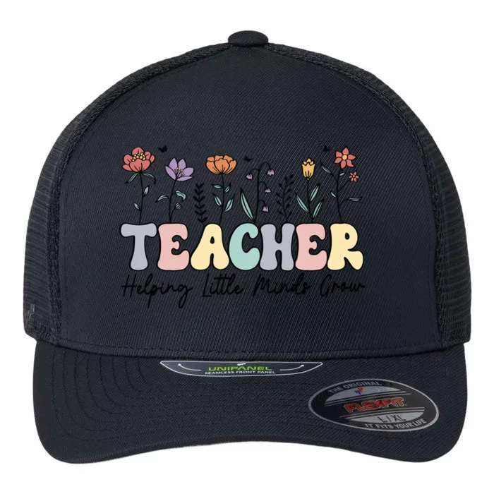 Teacher , Helping Little Minds Grow Flexfit Unipanel Trucker Cap