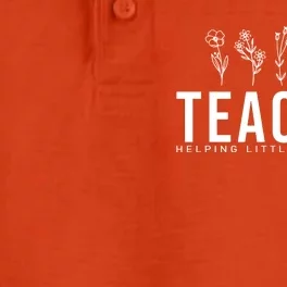 Teacher Helping Little Minds Grow Floral Dry Zone Grid Performance Polo