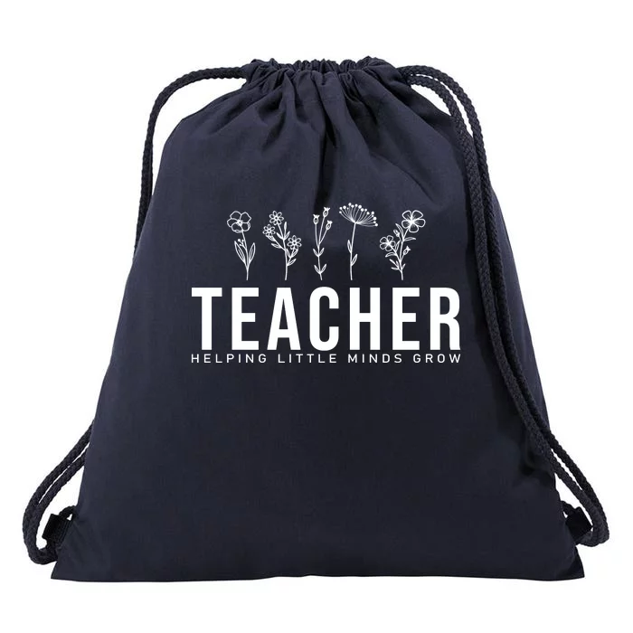 Teacher Helping Little Minds Grow Floral Drawstring Bag