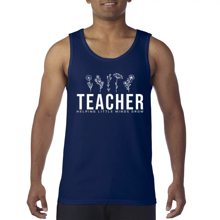 Teacher Helping Little Minds Grow Floral Tank Top