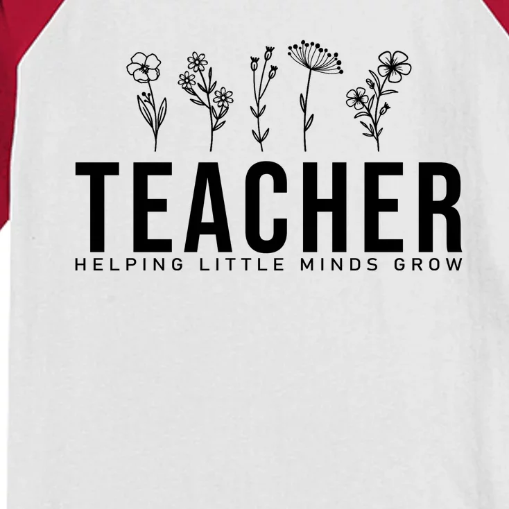 Teacher Helping Little Minds Grow Floral Kids Colorblock Raglan Jersey