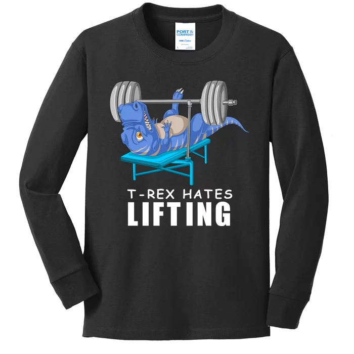 Trex Hates Lifting Kids Long Sleeve Shirt