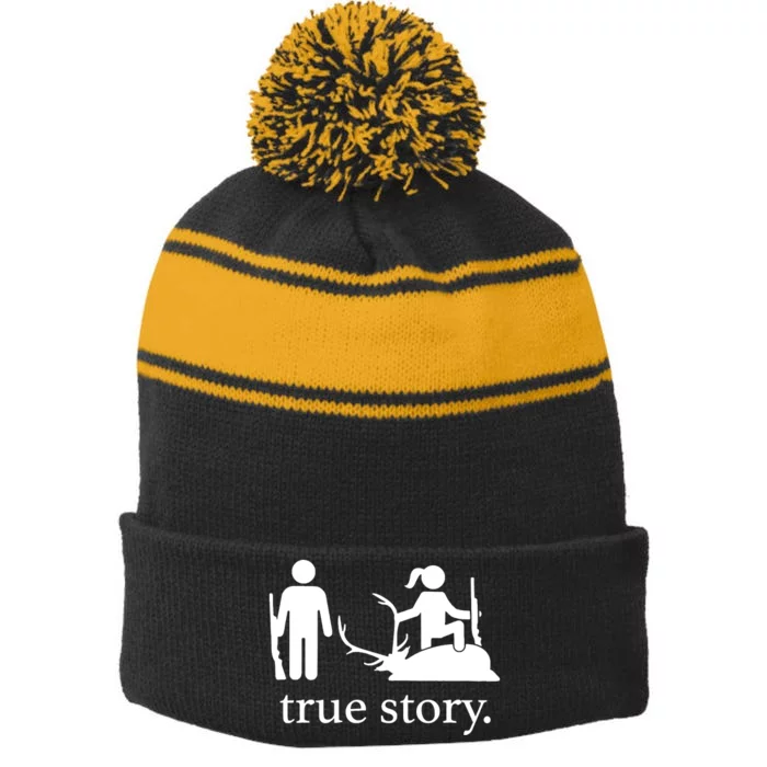 Truestory Hunting Lover Hunter Stripe Pom Pom Beanie