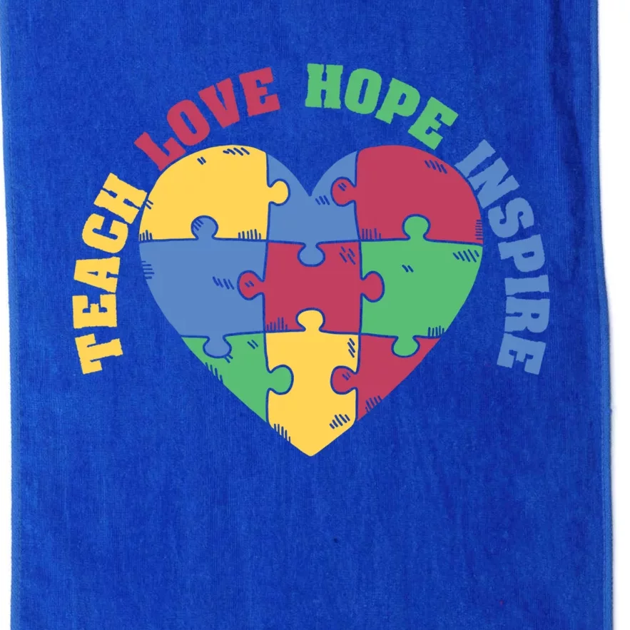 Teach Hope Love Inspire Puzzle Symbol Autism Awareness Gift Platinum Collection Golf Towel