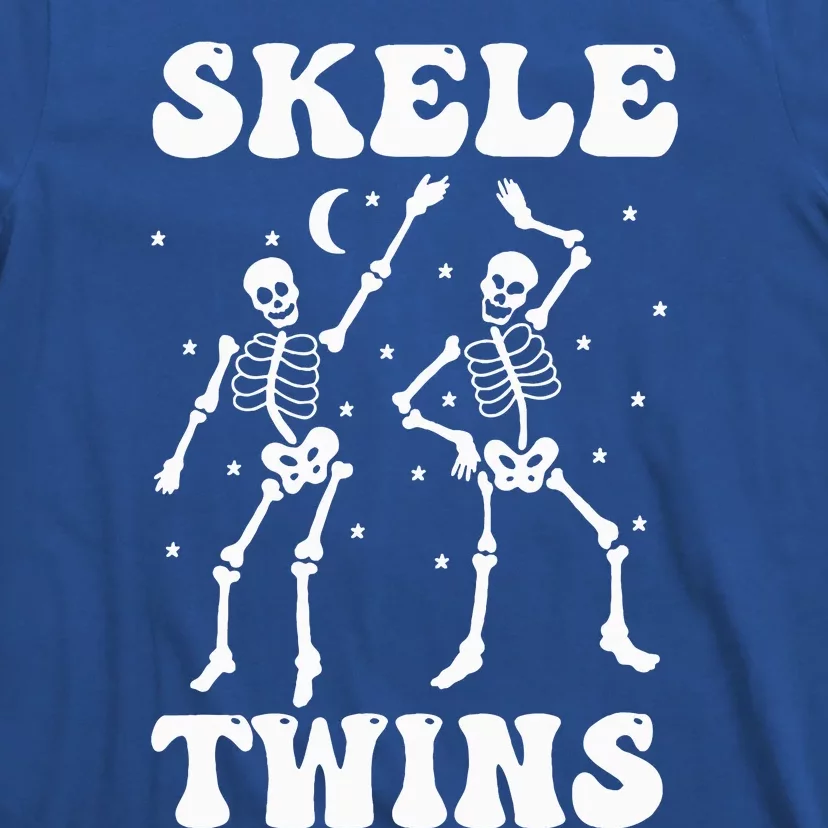 Twins Halloween Matching Skeletwins Funny Dancing Skeletons T-Shirt