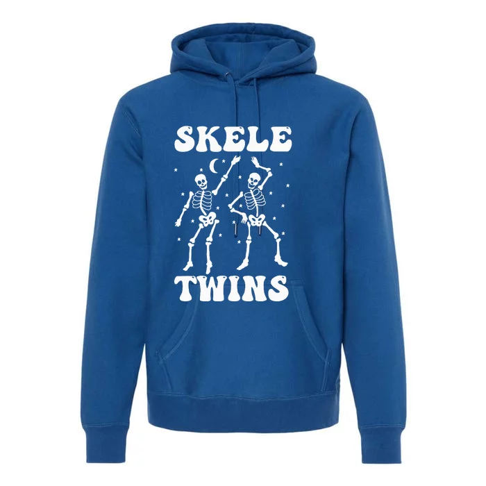 Twins Halloween Matching Skeletwins Funny Dancing Skeletons Premium Hoodie