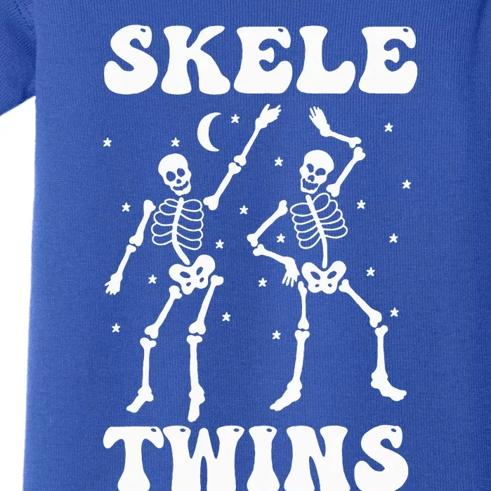 Twins Halloween Matching Skeletwins Funny Dancing Skeletons Baby Bodysuit