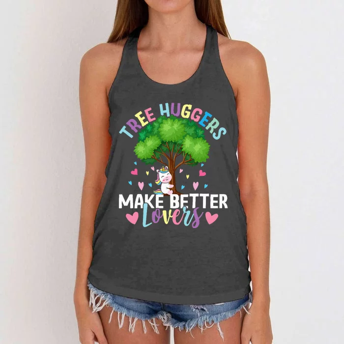 Tree Huggers Make Better Lovers Environmentalist Women's Knotted Racerback Tank