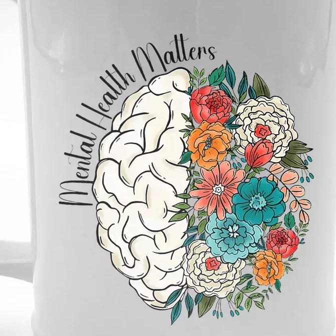 Tal Health Matters Floral Human Brain Inspirational Front & Back Beer Stein