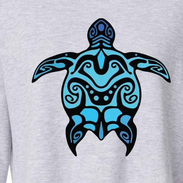 Tribal Hawaiian Maori Sun Sea Turtle 2Sided Cropped Pullover Crew