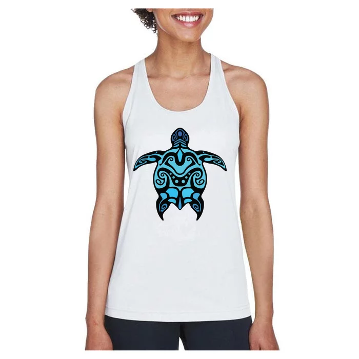 Tribal Hawaiian Maori Sun Sea Turtle 2Sided Women's Racerback Tank