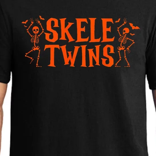 Twins Halloween Matching Skeletwins Funny Dancing Skeletons Pajama Set