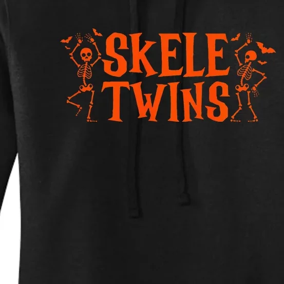 Twins Halloween Matching Skeletwins Funny Dancing Skeletons Women's Pullover Hoodie