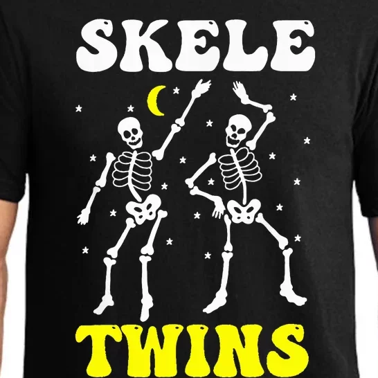 Twins Halloween Matching Skeletwins Funny Dancing Skeletons Pajama Set