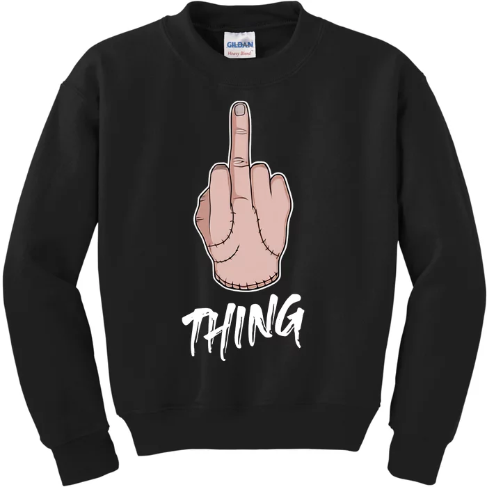 Thing Hand Middle Finger Up Funny Wednesday Lover Kids Sweatshirt