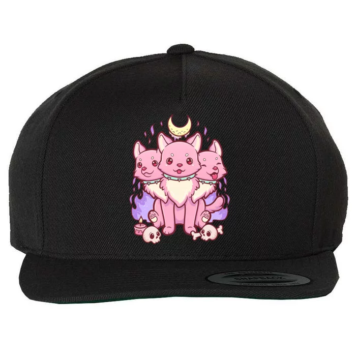 Three Headed Moon Dogs Wool Snapback Cap