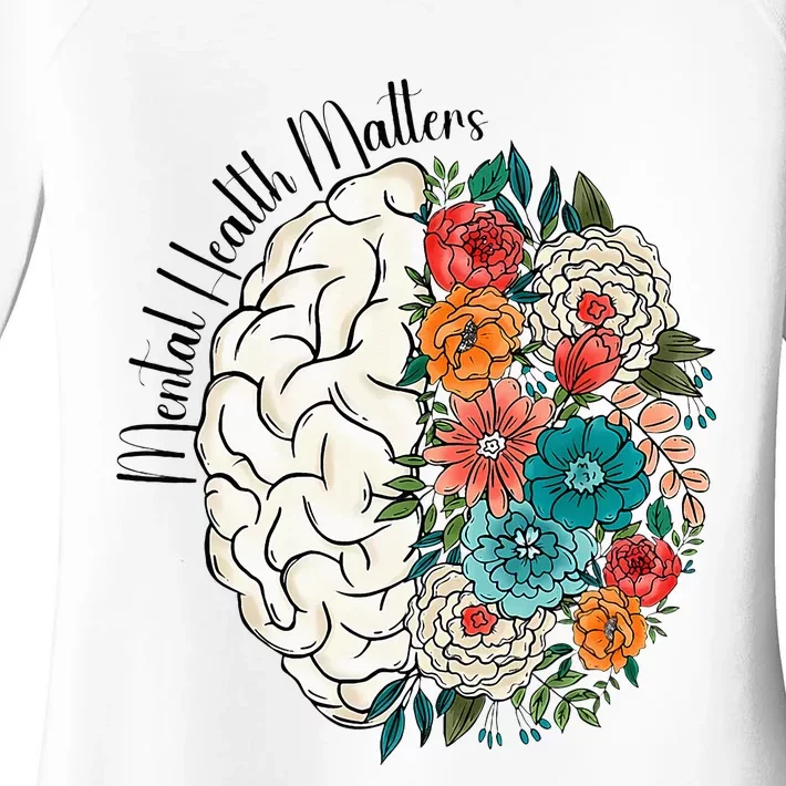 Tal Health Matters Floral Human Brain Inspirational Women's Perfect Tri Tunic Long Sleeve Shirt