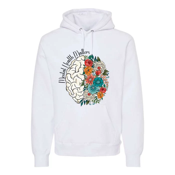 Tal Health Matters Floral Human Brain Inspirational Premium Hoodie