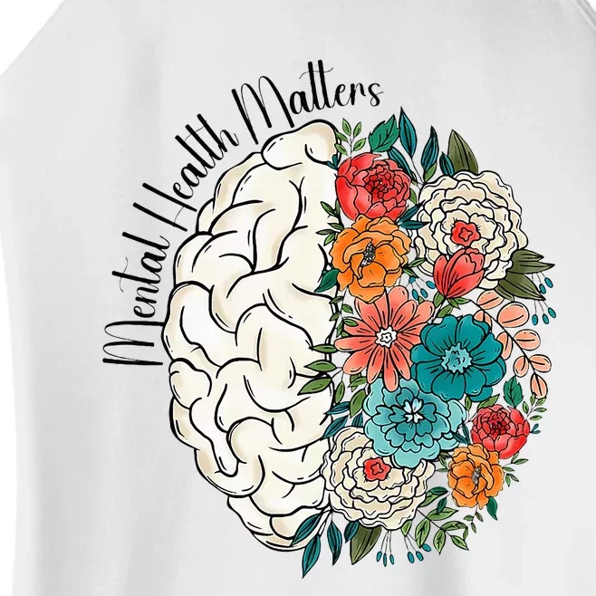 Tal Health Matters Floral Human Brain Inspirational Women’s Perfect Tri Rocker Tank