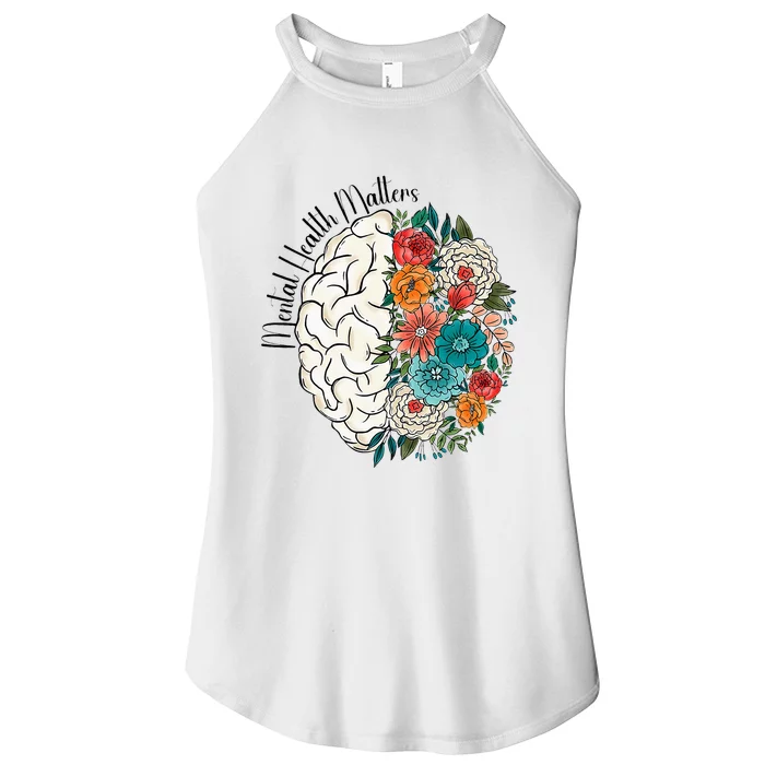 Tal Health Matters Floral Human Brain Inspirational Women’s Perfect Tri Rocker Tank