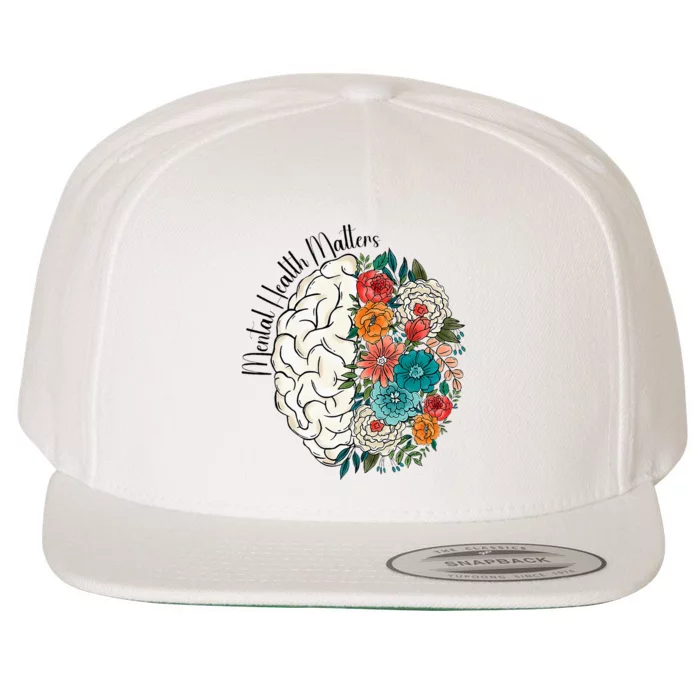 Tal Health Matters Floral Human Brain Inspirational Wool Snapback Cap