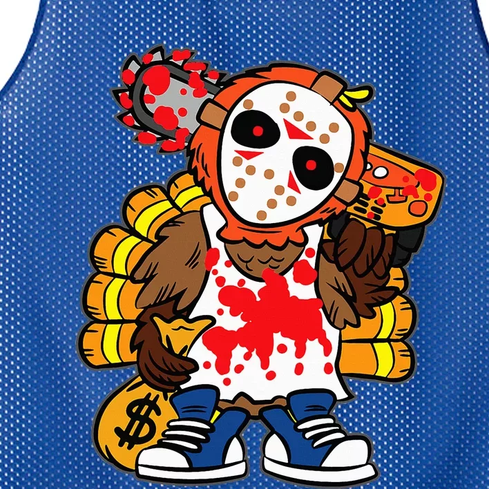 Turkey Horror Movie Thanksgiving Day Fall Autumn Mesh Reversible Basketball Jersey Tank