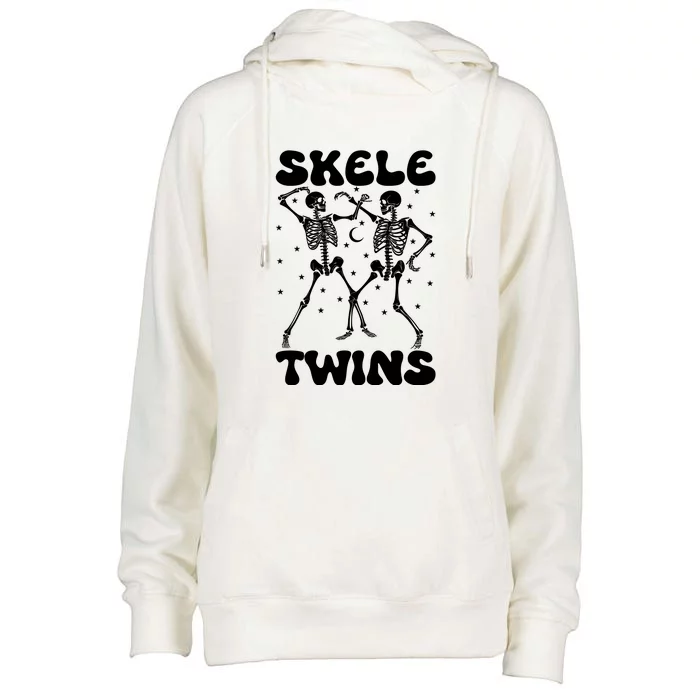 Twins Halloween Matching Skeletwins Womens Funnel Neck Pullover Hood