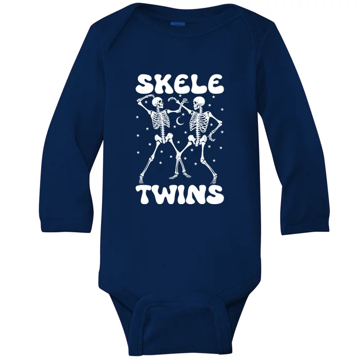 Twins Halloween Matching Skeletwins Baby Long Sleeve Bodysuit