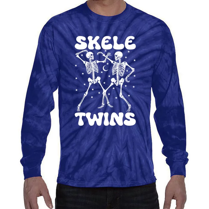 Twins Halloween Matching Skeletwins Tie-Dye Long Sleeve Shirt