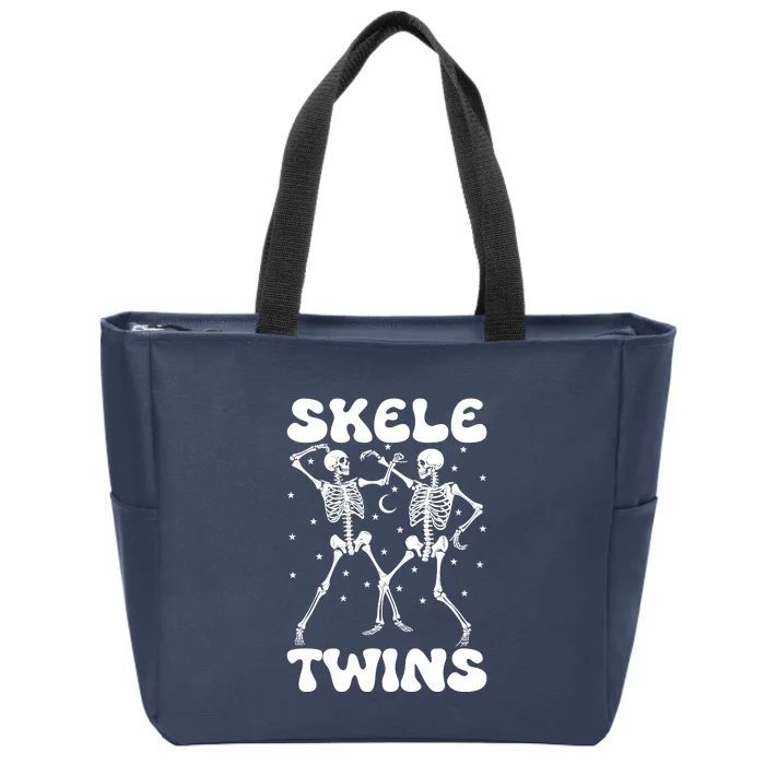 Twins Halloween Matching Skeletwins Zip Tote Bag