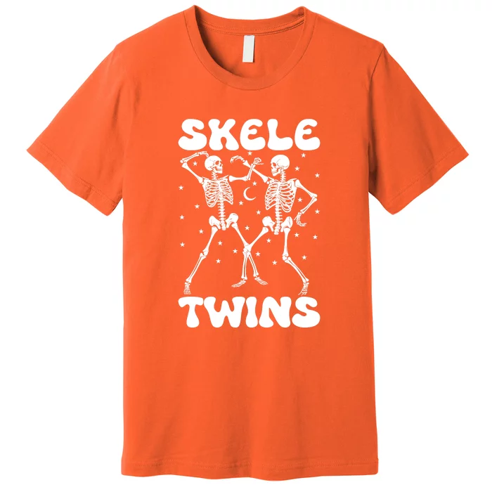 Twins Halloween Matching Skeletwins Premium T-Shirt