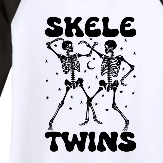 Twins Halloween Matching Skeletwins Women's Tri-Blend 3/4-Sleeve Raglan Shirt