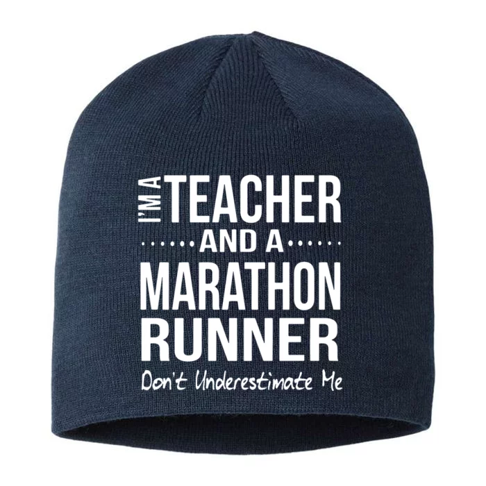 Teacher Half Marathon Funny Running Gift High School Runner Premium 8 1/2in Sustainable Knit Beanie