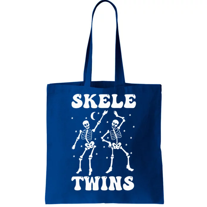 Twins Halloween Matching Skeletwins Funny Dancing Skeletons Tote Bag